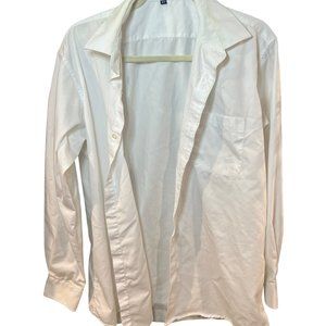 Signature Collection Long Sleeve Shirt Collared Button Down White Size 34